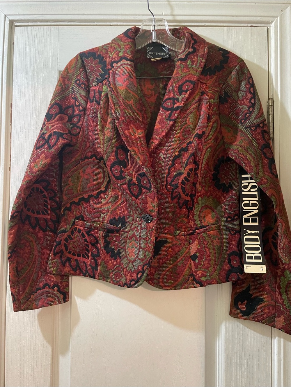 Red Paisley Single-Button Blazer